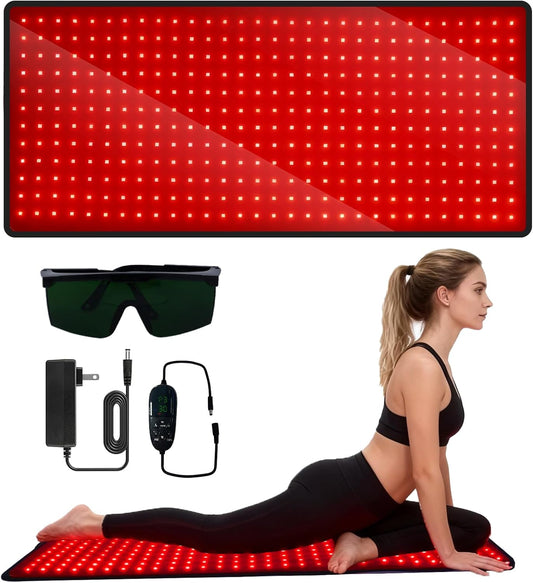 Red Light Therapy Mat for Body, 31.9" X 14.2" Large Red Light Therapy Pad with Overheat Protection Device, 660Nm & 850Nm Infrared Light Therapy Wrap for Body Waist Legs, Redlight Therapy for Women Men